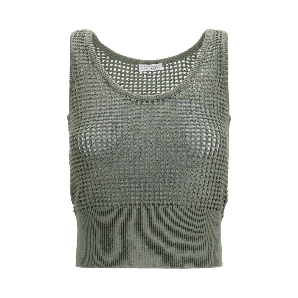 Brunello Cucinelli Bicolor Cotton Tank Tops Brunello Cucinelli