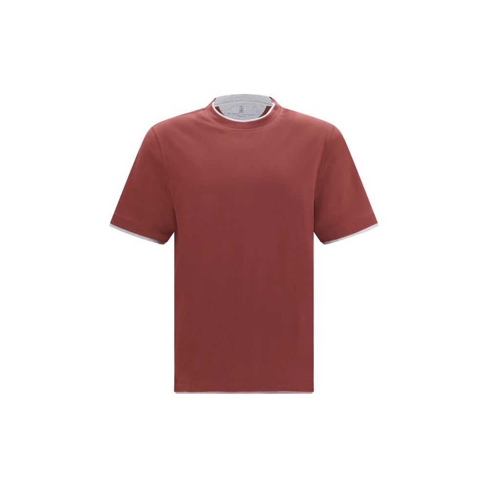 Brunello Cucinelli Bordeaux Cotton T-Shirt Brunello Cucinelli