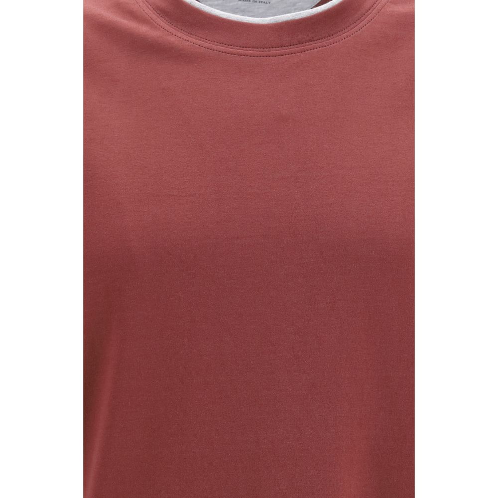 Brunello Cucinelli Bordeaux Cotton T-Shirt Brunello Cucinelli