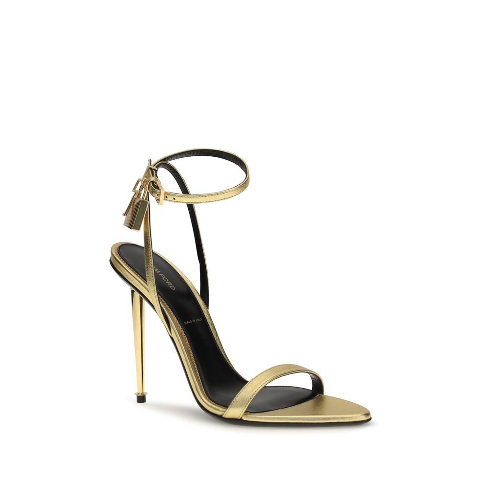 Tom Ford Gold Lamb Ovis Aries Aries Stiletto Heel Sandals Tom Ford