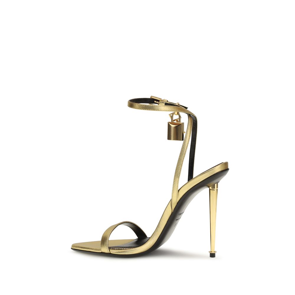 Tom Ford Gold Lamb Ovis Aries Aries Stiletto Heel Sandals Tom Ford