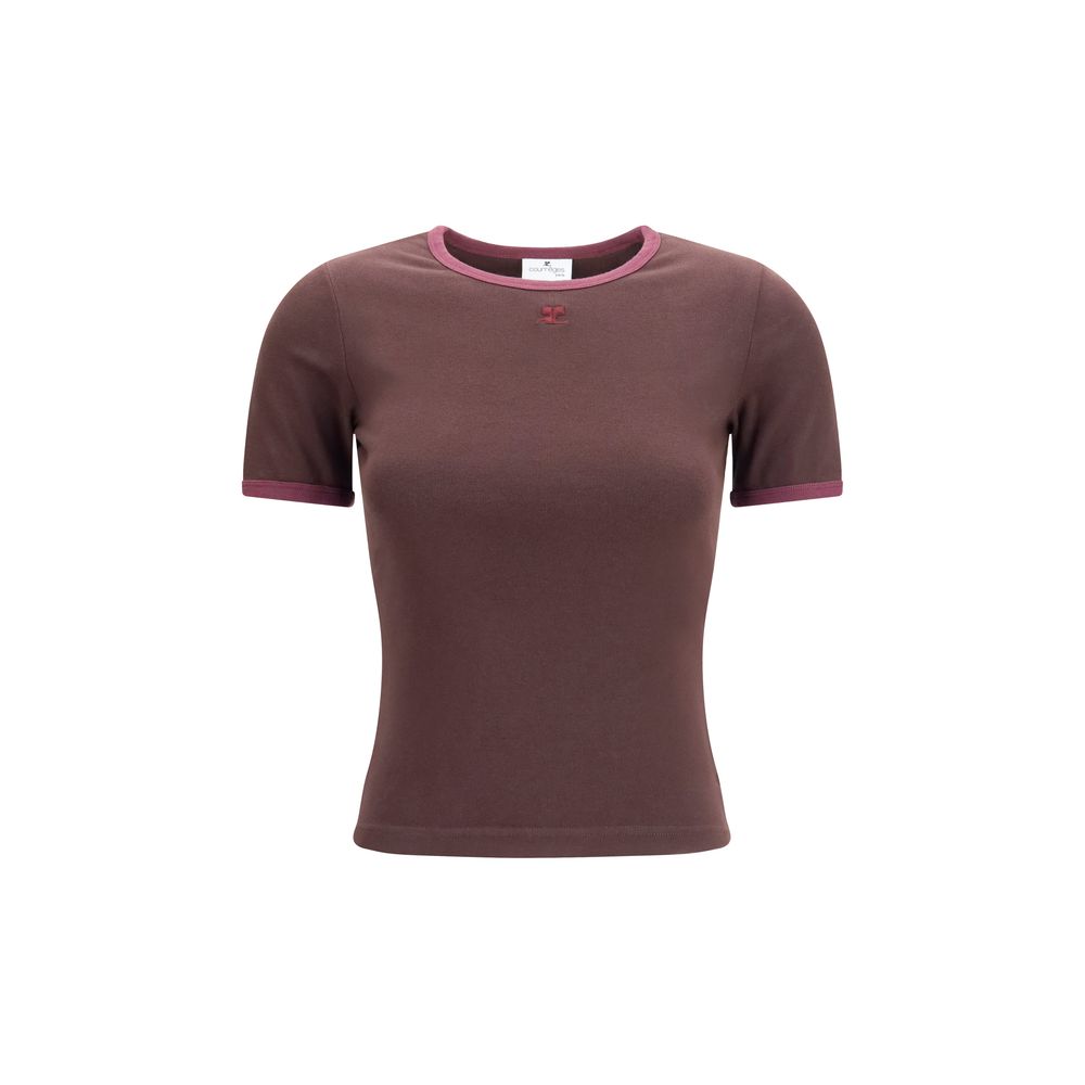 Courrèges Brown Cotton T-Shirt Courrèges