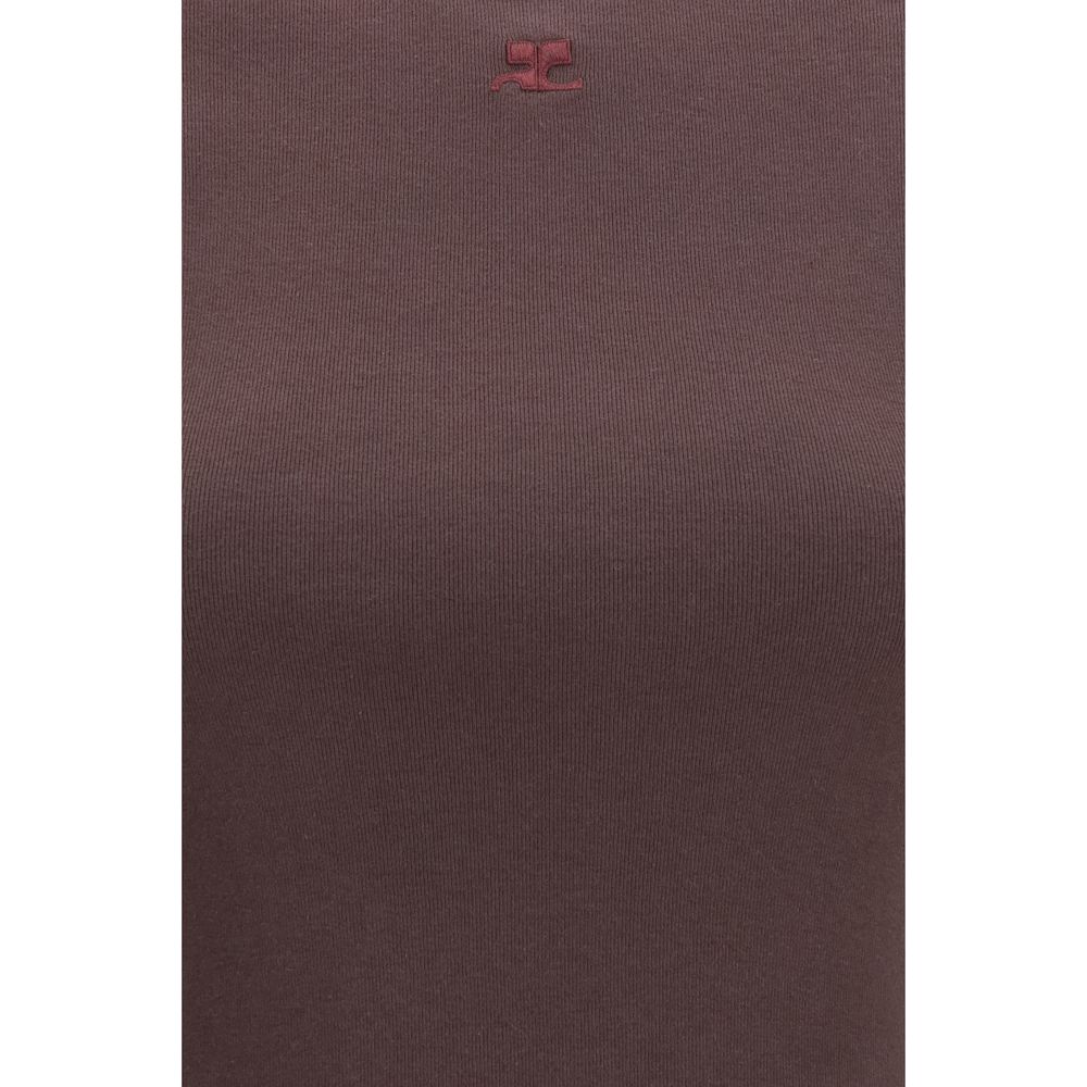 Courrèges Brown Cotton T-Shirt Courrèges