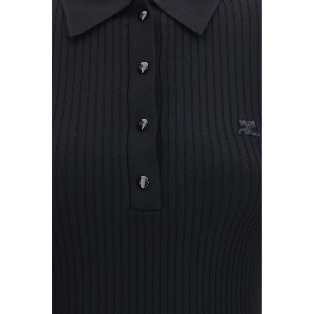 Courrèges Black Viscose Polo Shirt Courrèges