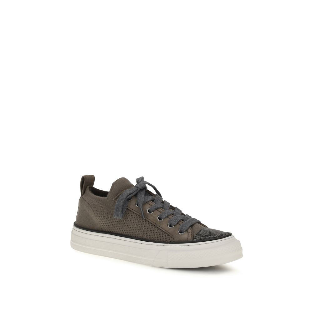 Brunello Cucinelli Brown Cotton Low Top Sneakers Brunello Cucinelli