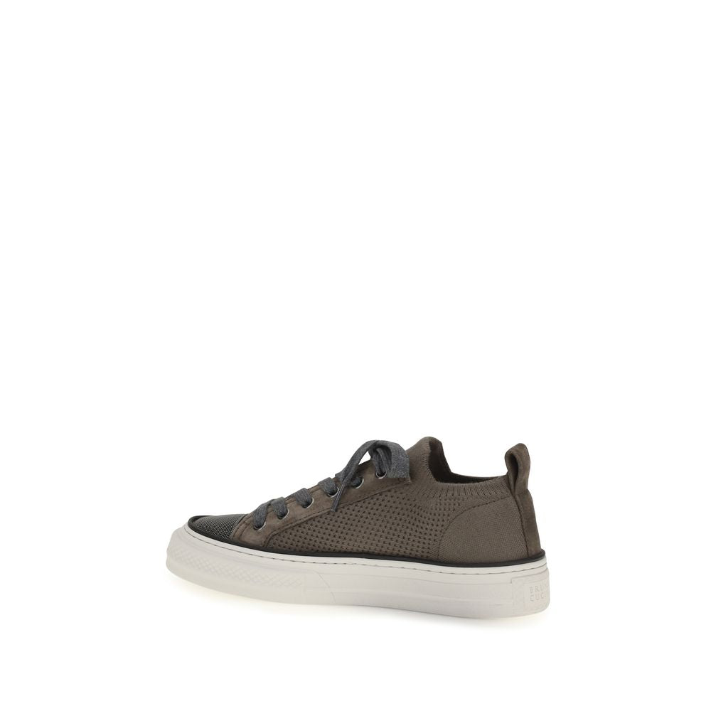 Brunello Cucinelli Brown Cotton Low Top Sneakers Brunello Cucinelli