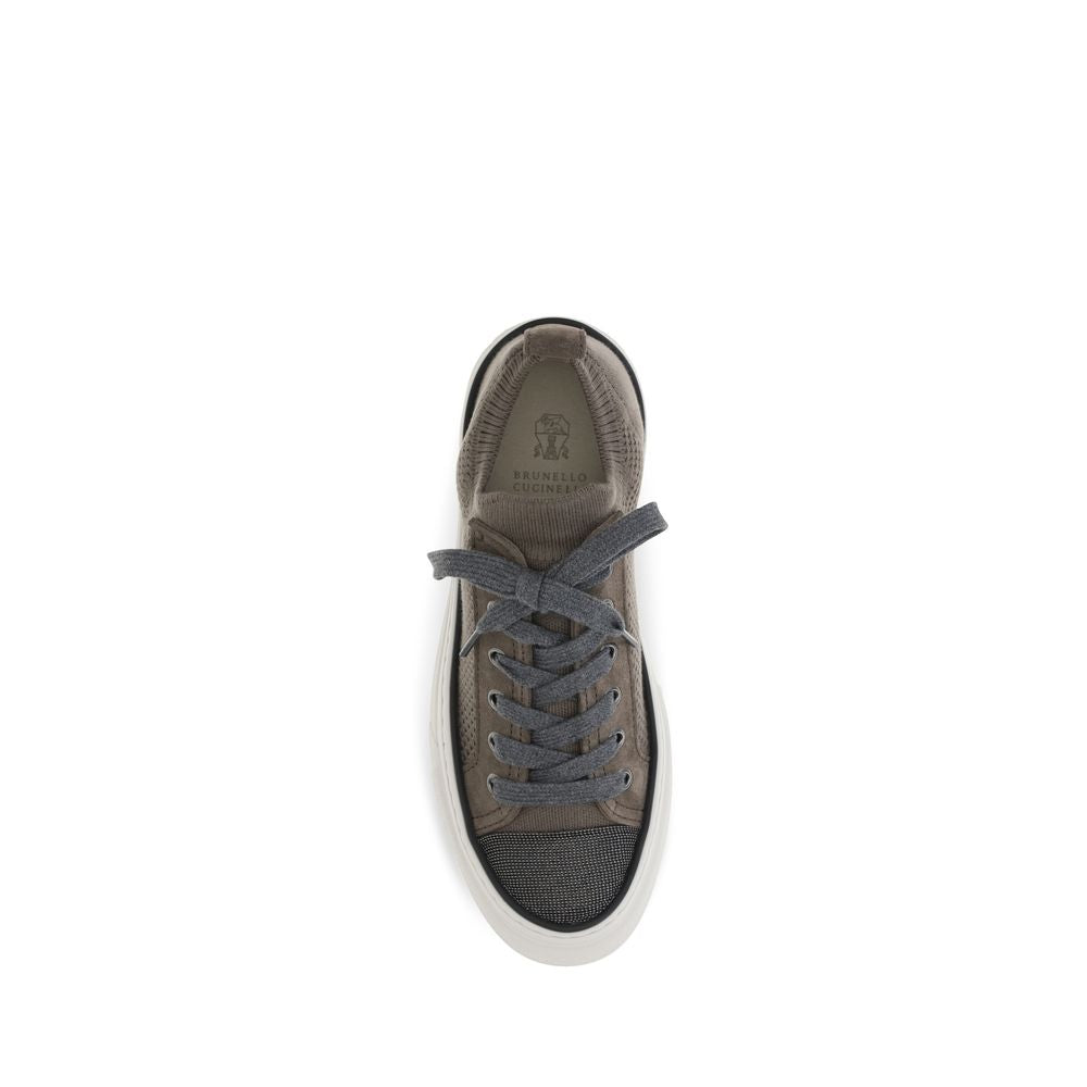 Brunello Cucinelli Brown Cotton Low Top Sneakers Brunello Cucinelli