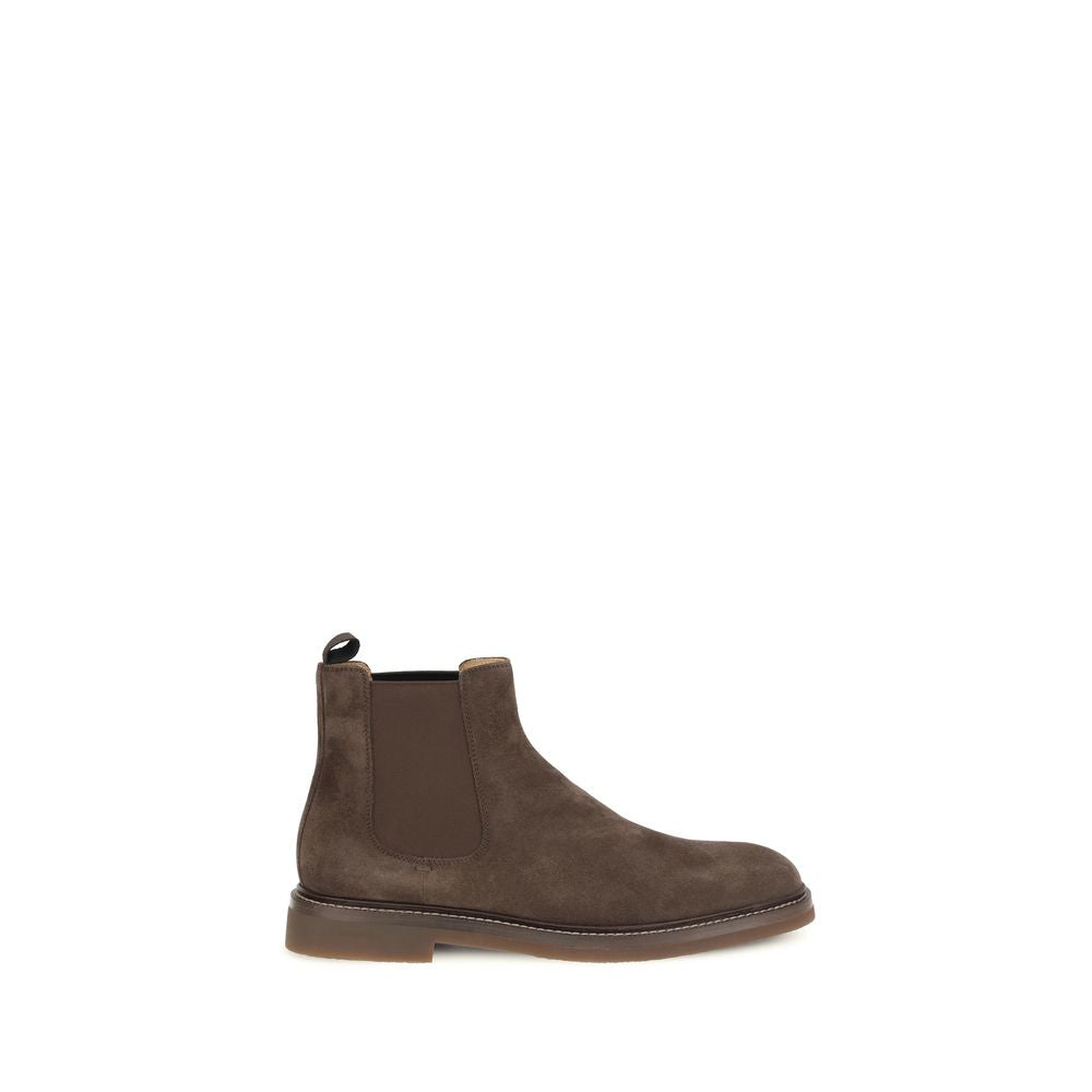 Brunello Cucinelli Brown Calf Leather Bos Taurus Chelsea Boots Brunello Cucinelli