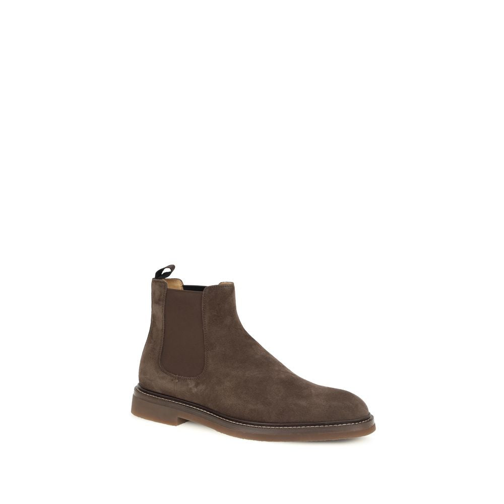 Brunello Cucinelli Brown Calf Leather Bos Taurus Chelsea Boots Brunello Cucinelli