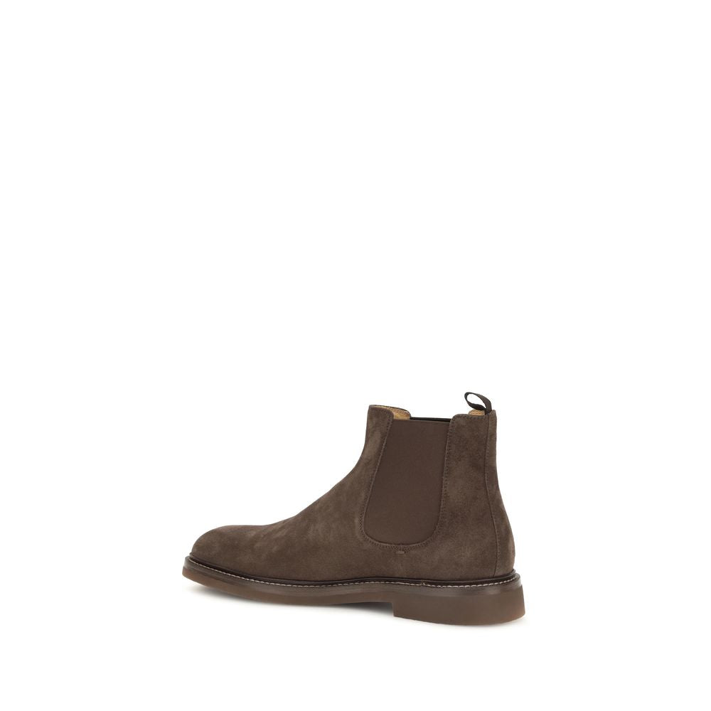 Brunello Cucinelli Brown Calf Leather Bos Taurus Chelsea Boots Brunello Cucinelli