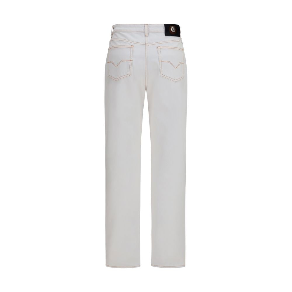 Versace White Cotton High-Waisted Jean Versace