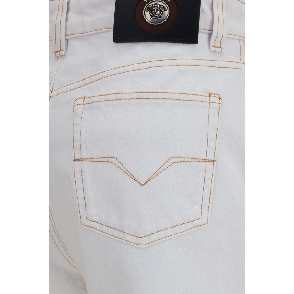 Versace White Cotton High-Waisted Jean Versace