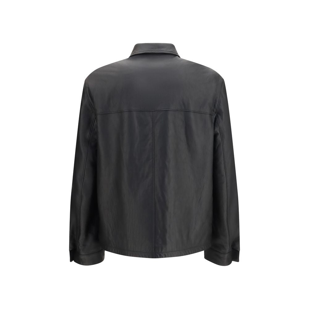 Prada Black Lamb Ovis Aries Aries Leather Jacket