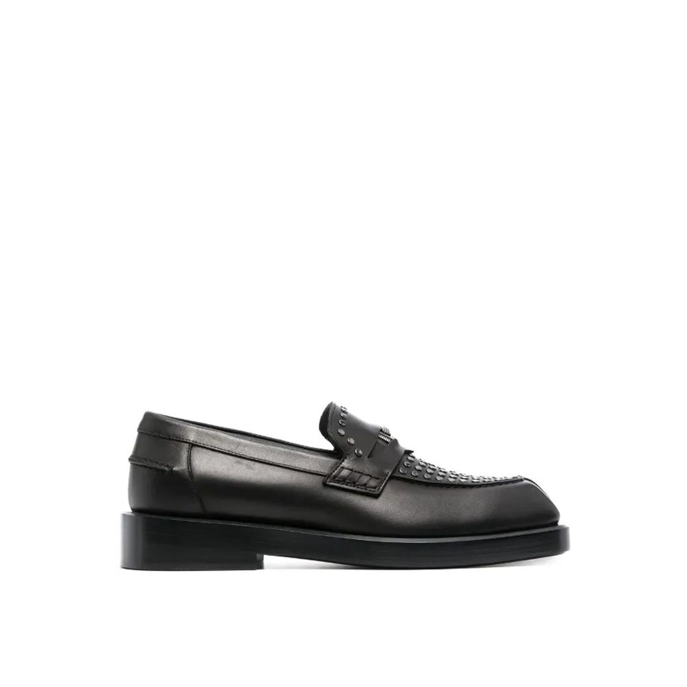 Versace Black Leather Slip-On Loafers