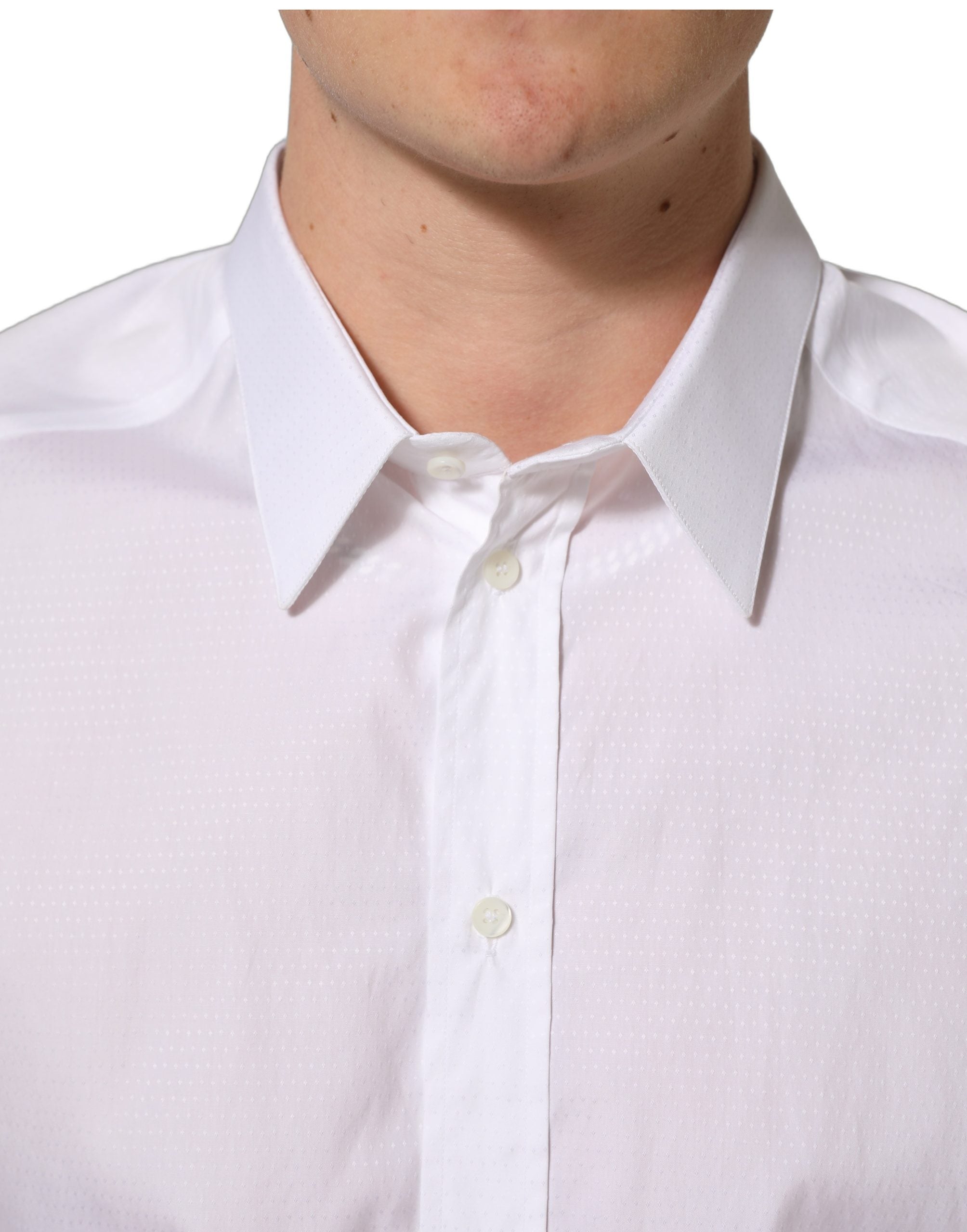 Dolce & Gabbana White Cotton Long Sleeves Men Dress Shirt