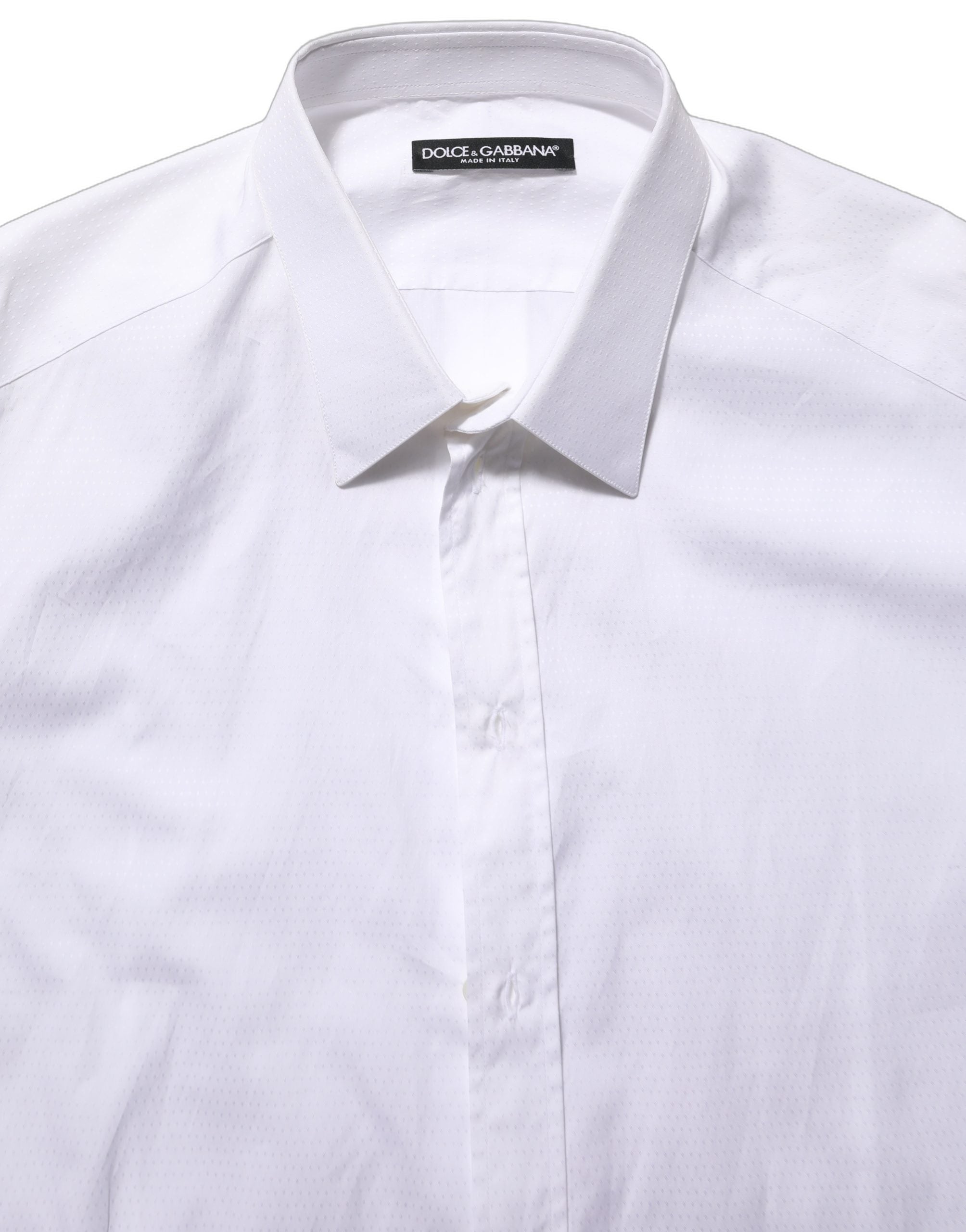 Dolce & Gabbana White Cotton Long Sleeves Men Dress Shirt