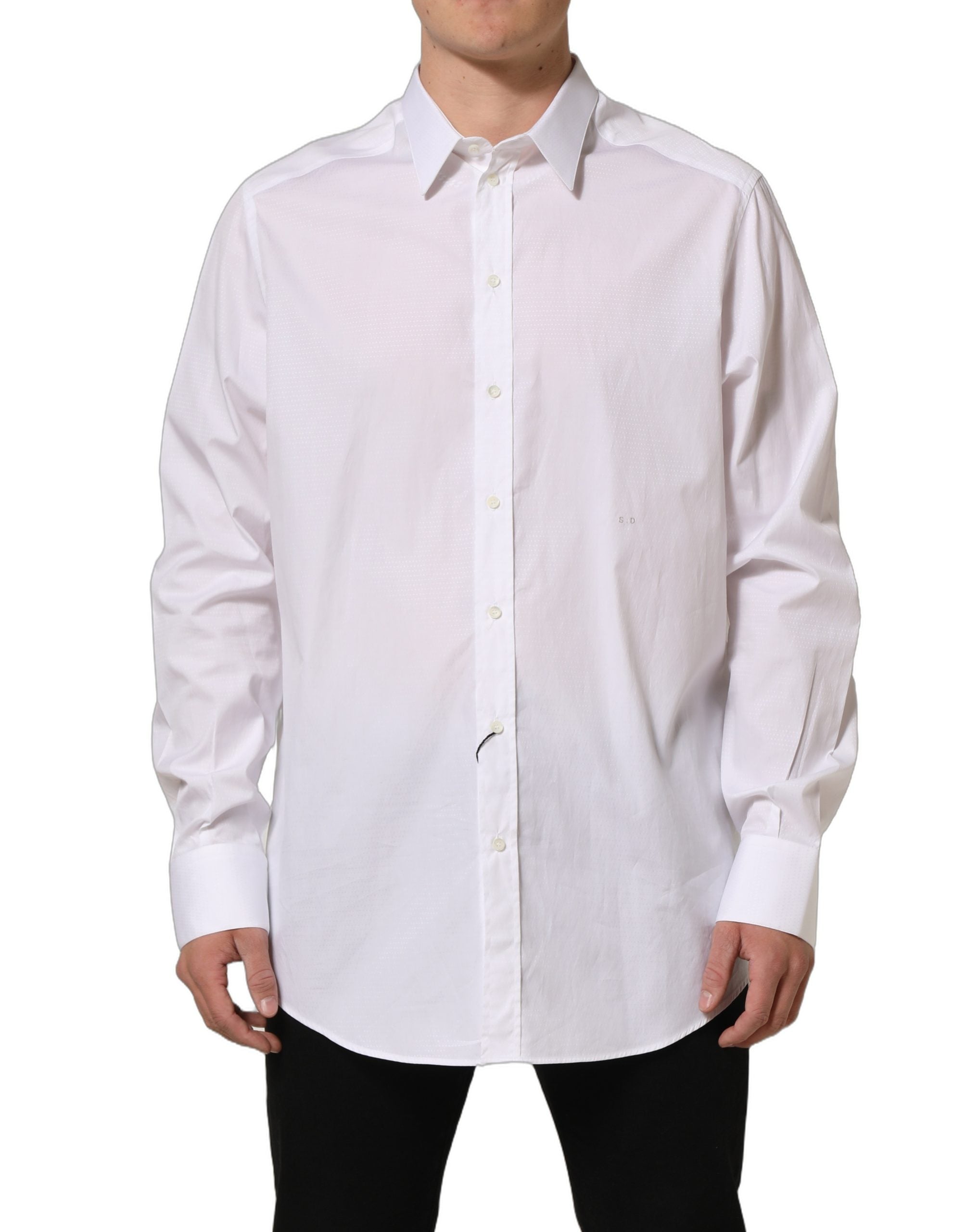 Dolce & Gabbana White Cotton Long Sleeves Men Dress Shirt