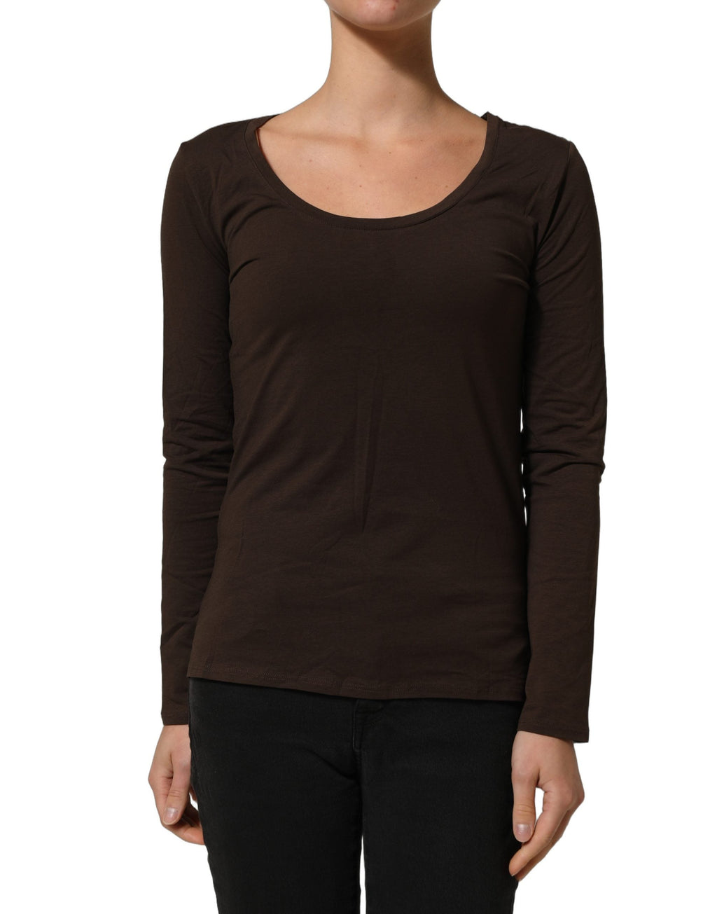 Alpha Massimo Rebecchi Brown Long Sleeves Round Neck Top
