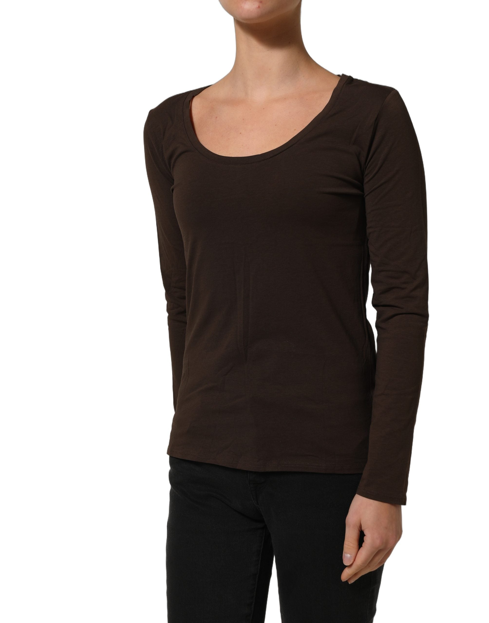 Alpha Massimo Rebecchi Brown Long Sleeves Round Neck Top