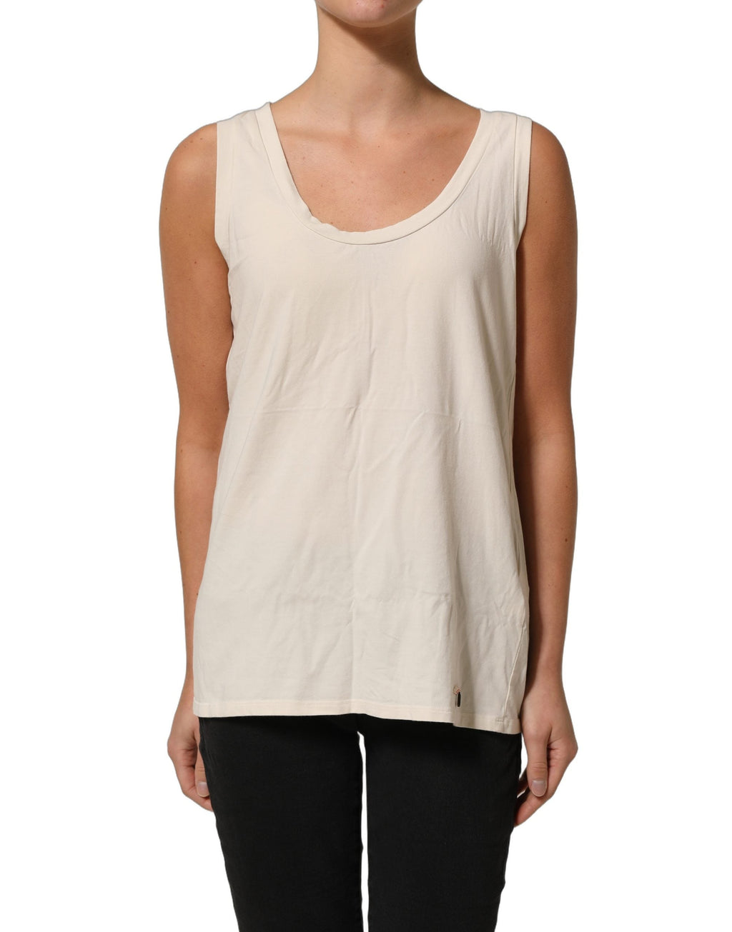Aniye By Beige Viscose Sleeveless Round Neck Women Tank Top
