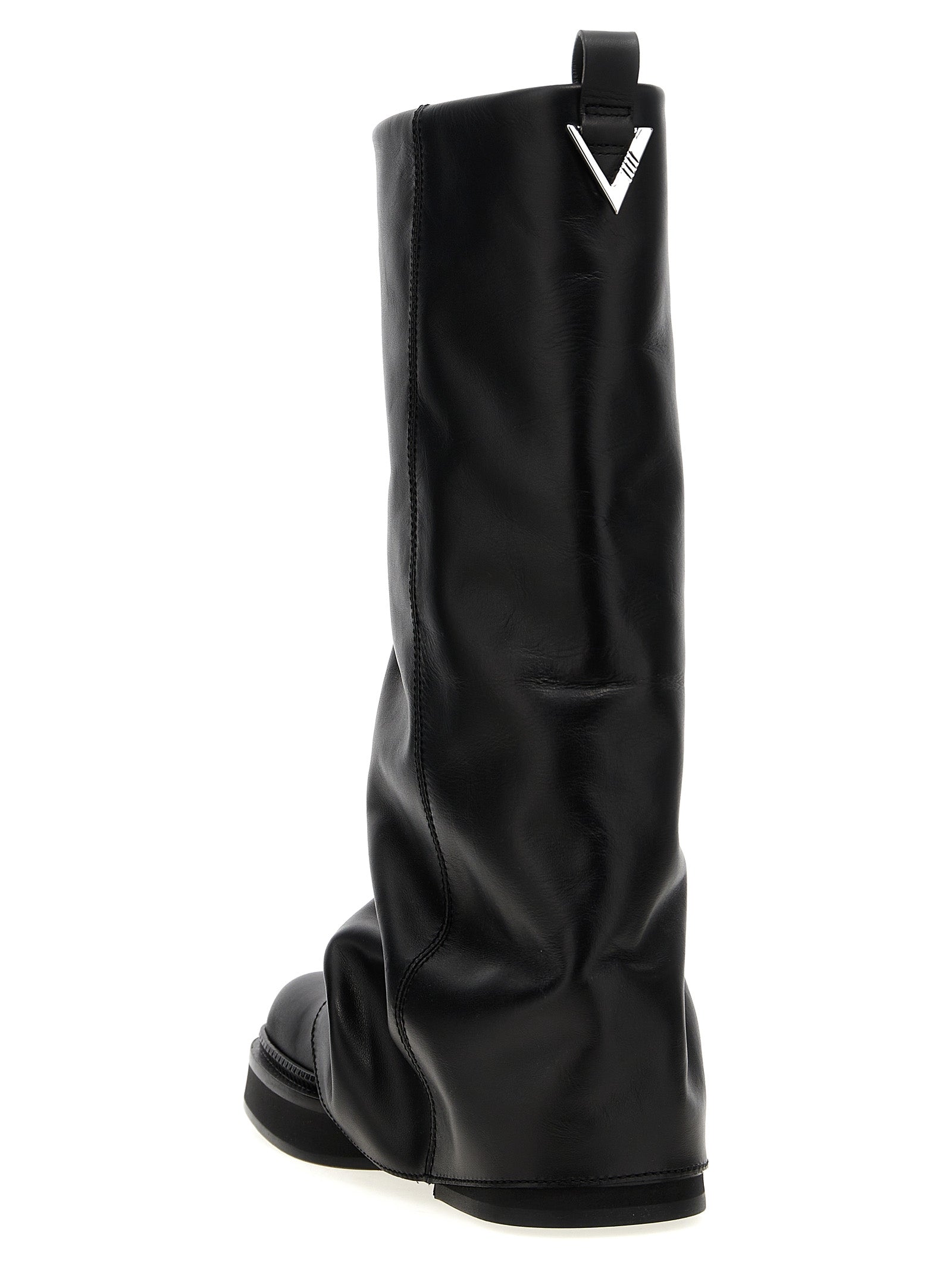 The Attico Black Calfskin Over The Knee