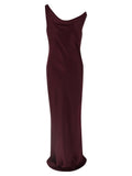 Norma Kamali Bordeaux Polyester Long Dress