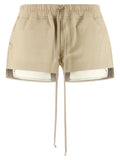 Rick Owens Beige Lamb Leather Bermuda Shorts
