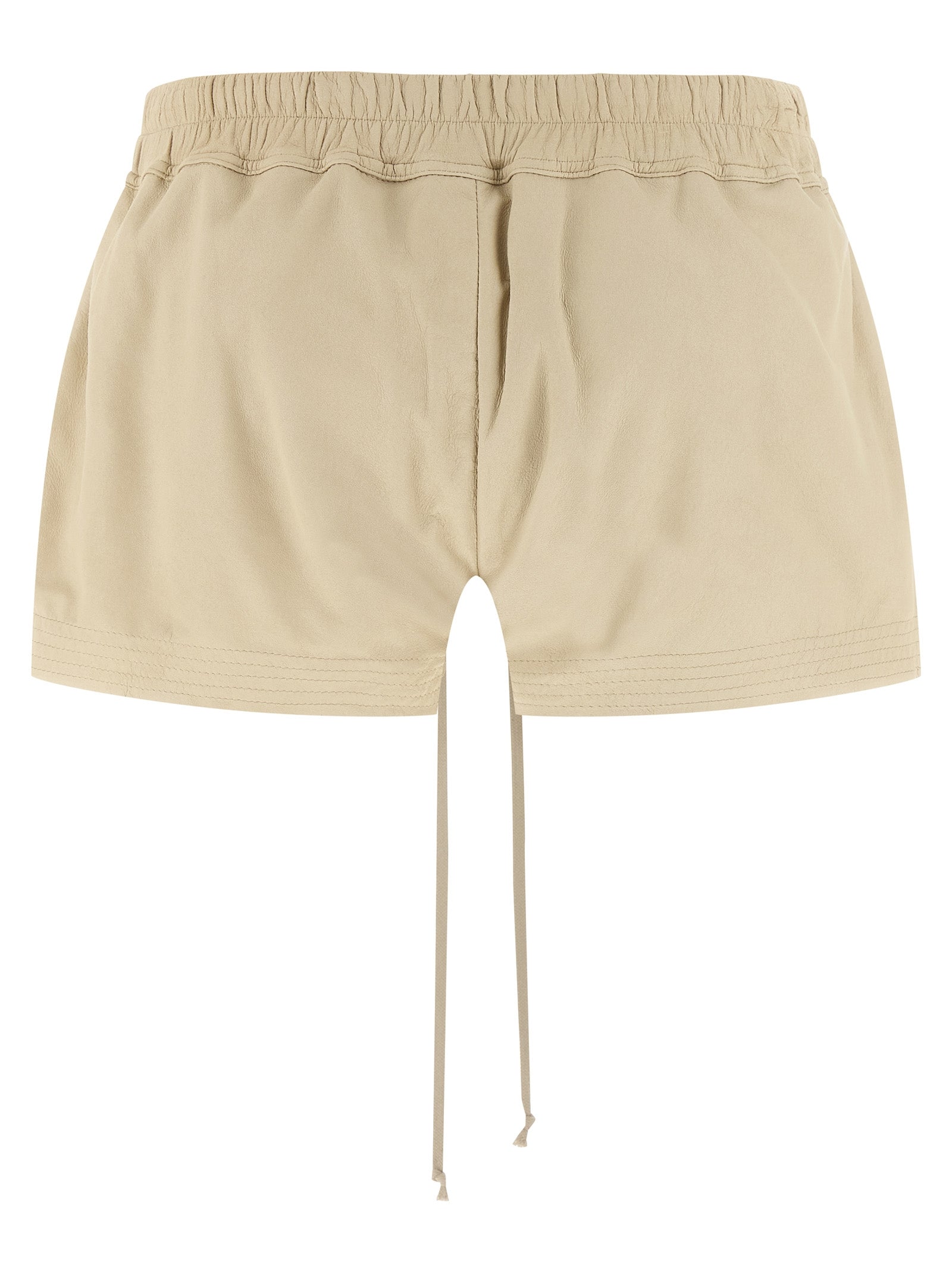 Rick Owens Beige Lamb Leather Bermuda Shorts