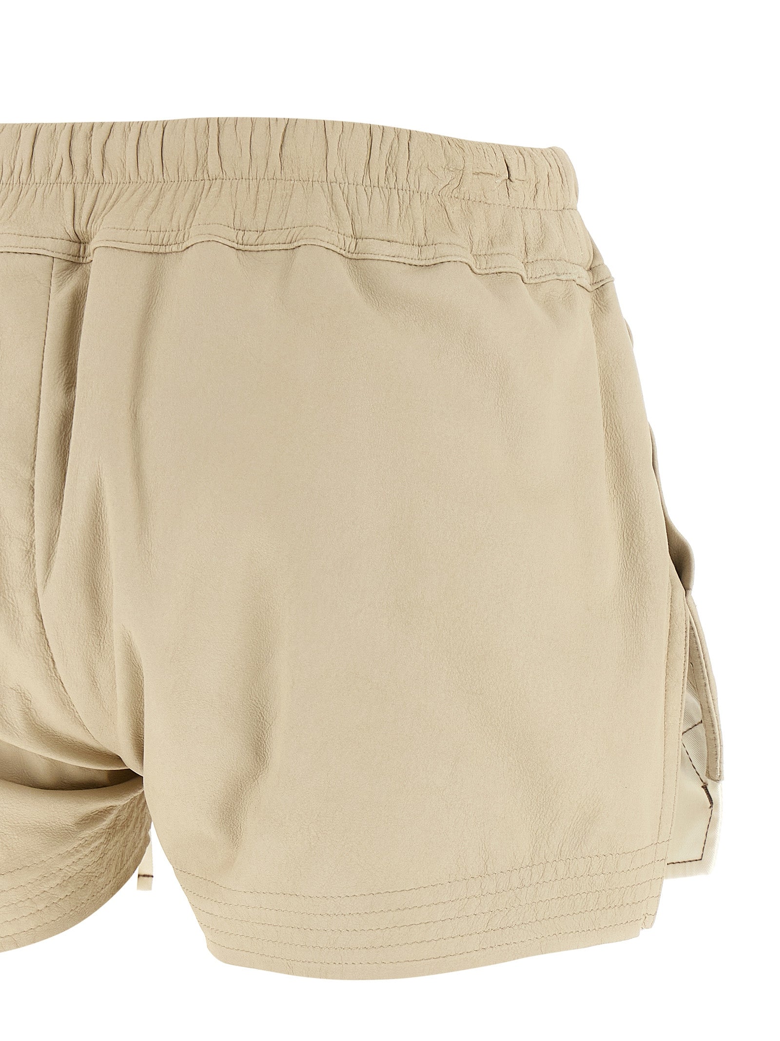 Rick Owens Beige Lamb Leather Bermuda Shorts