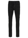 PURPLE Black Cotton Tapered Jeans