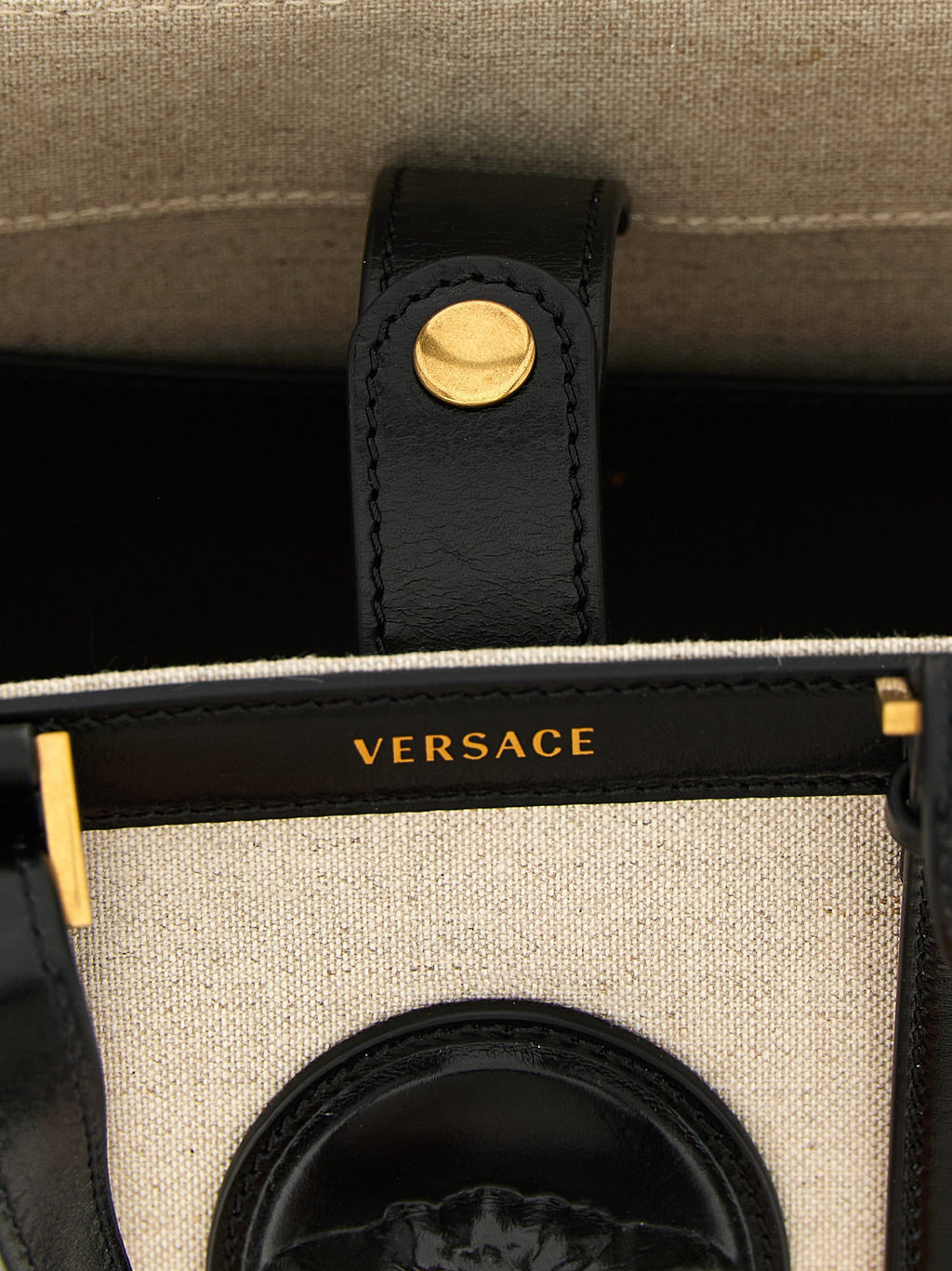 Versace Beige Linen Tote Bag