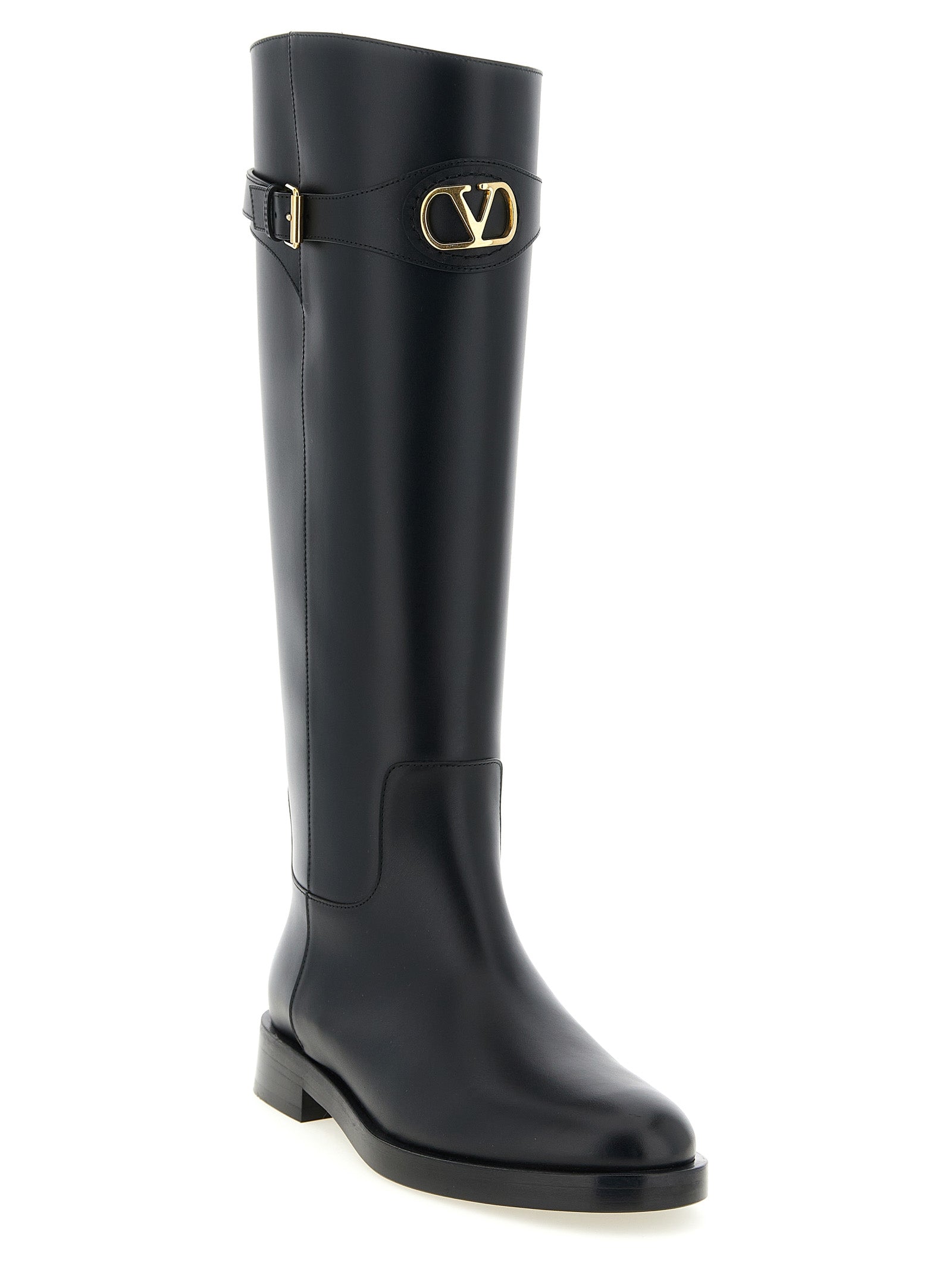 Valentino Garavani Black Calfskin Over The Knee