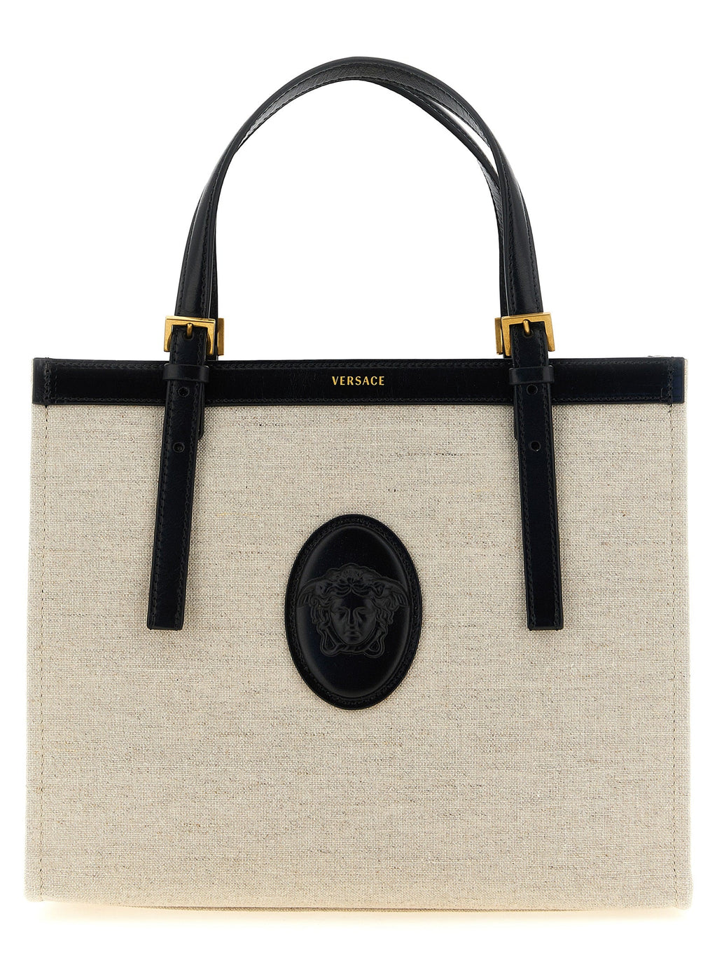 Versace Beige Leather Tote Bag