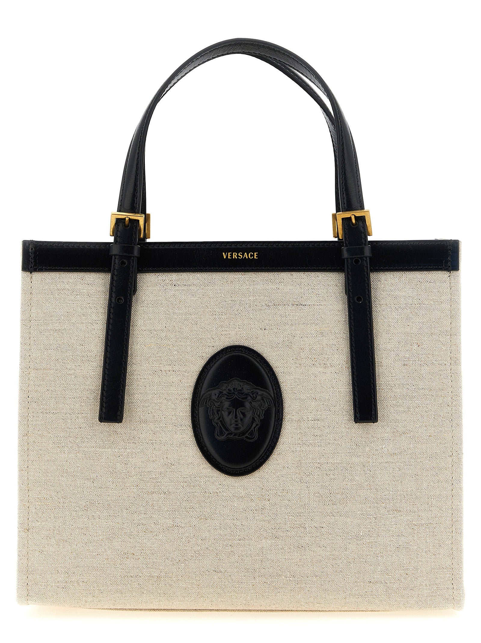 Versace Beige Leather Tote Bag