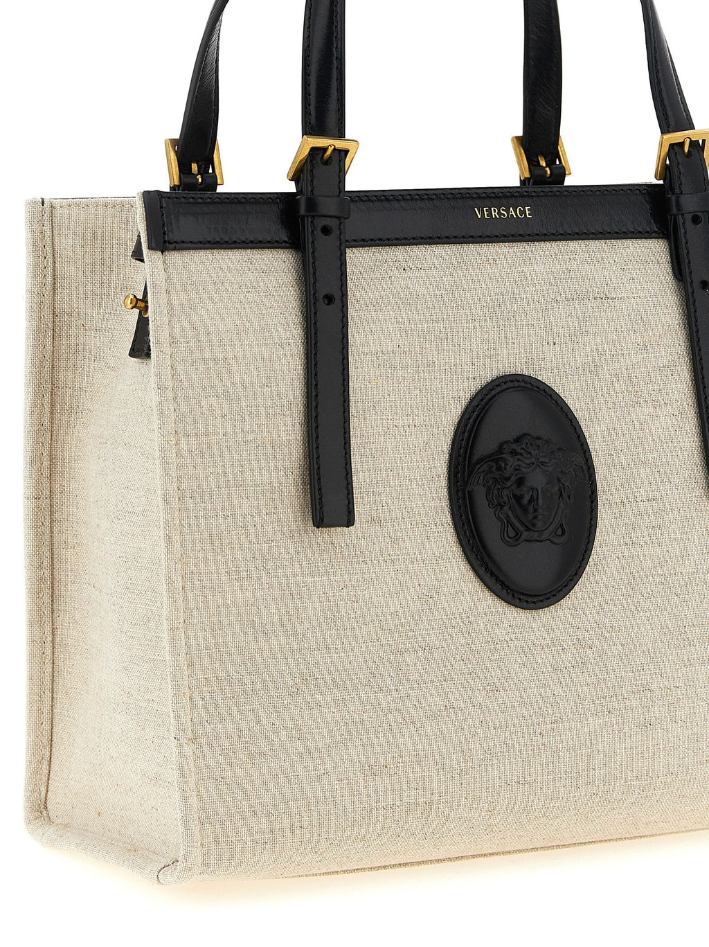 Versace Beige Leather Tote Bag