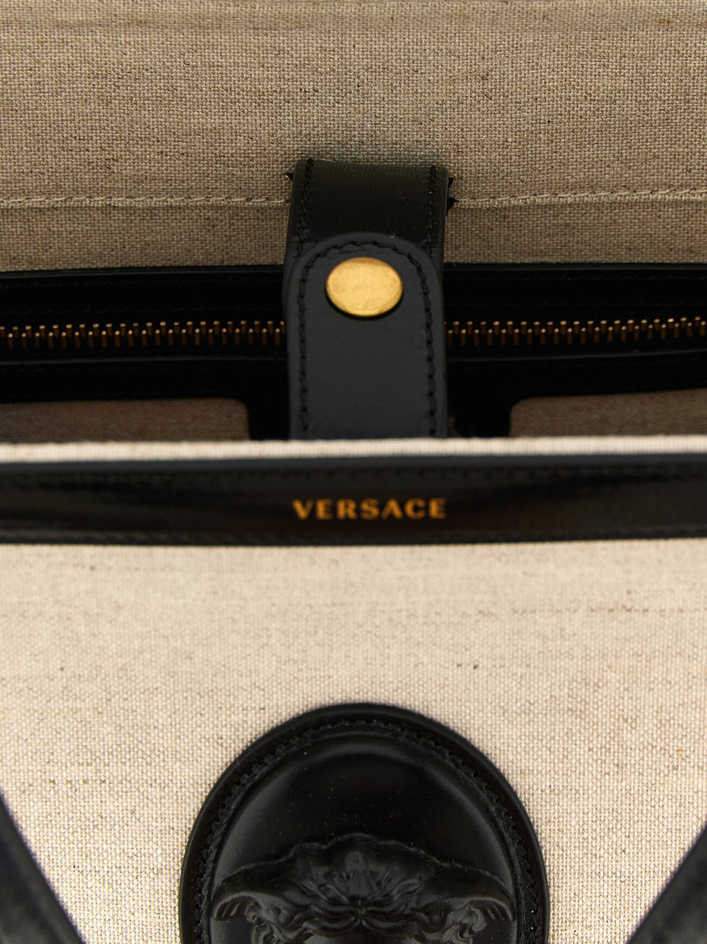 Versace Beige Leather Tote Bag