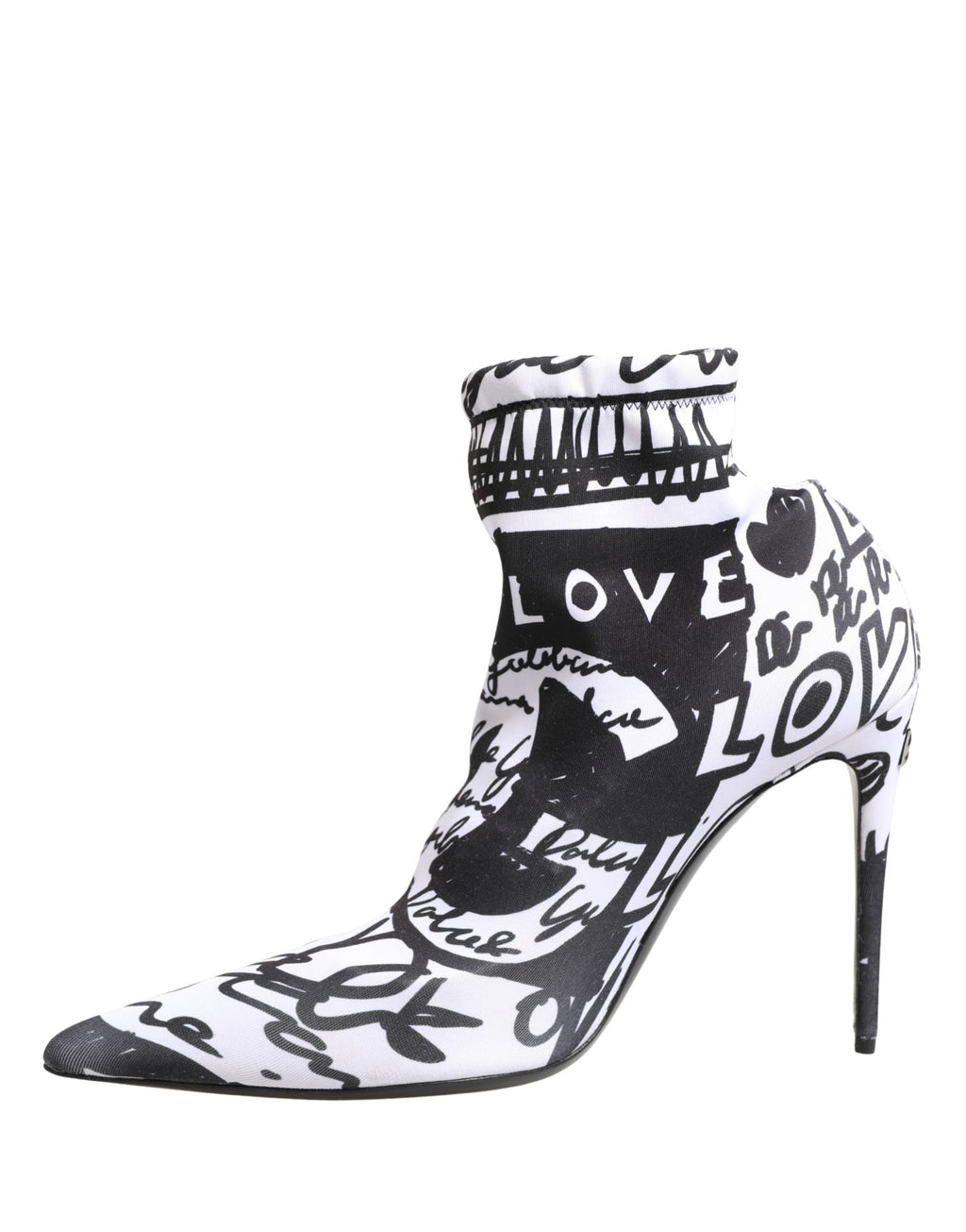 Dolce & Gabbana White Graffiti Stretch Ankle Boots Shoes