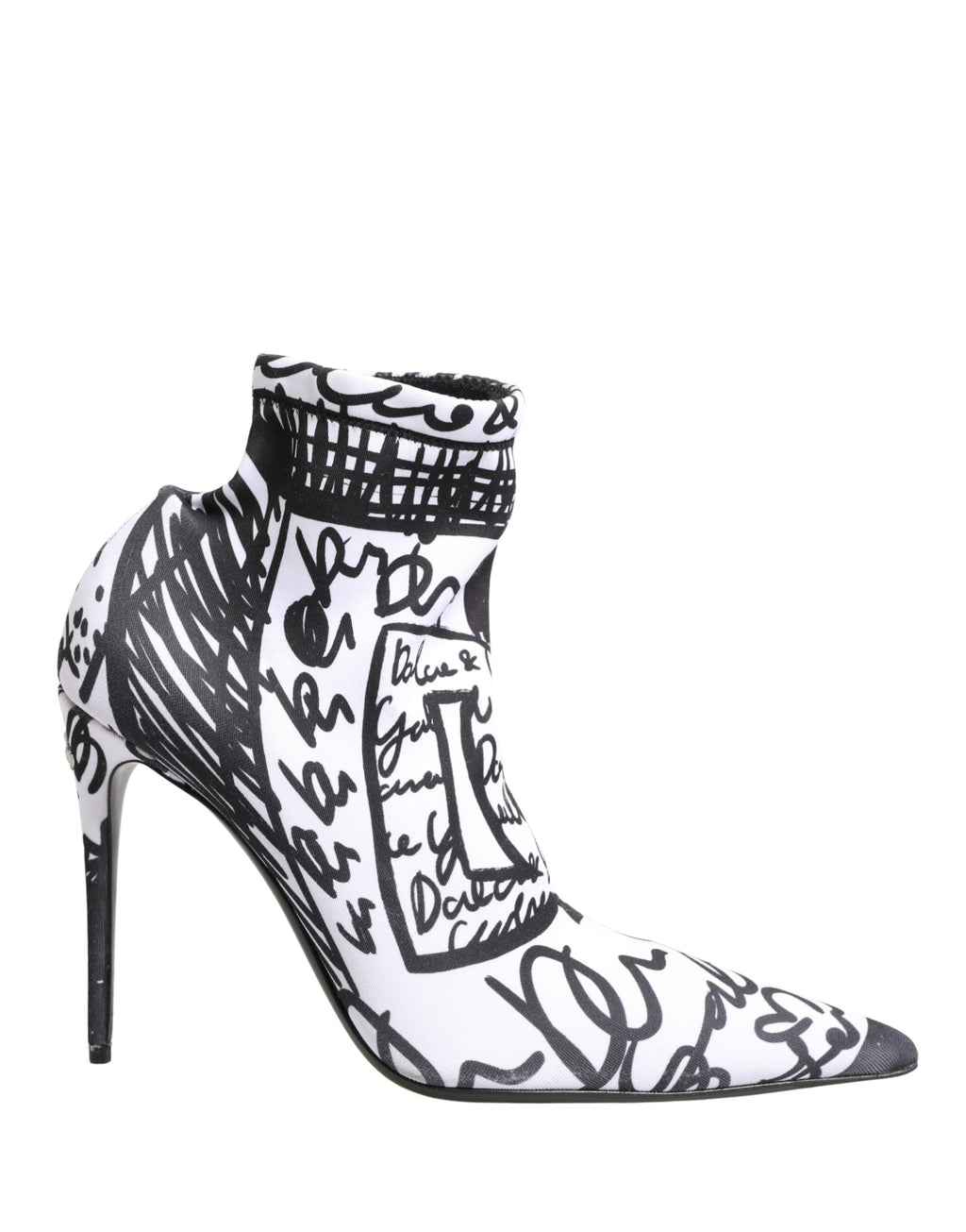 Dolce & Gabbana White Graffiti Stretch Ankle Boots Shoes