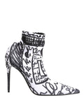 Dolce & Gabbana White Graffiti Stretch Ankle Boots Shoes