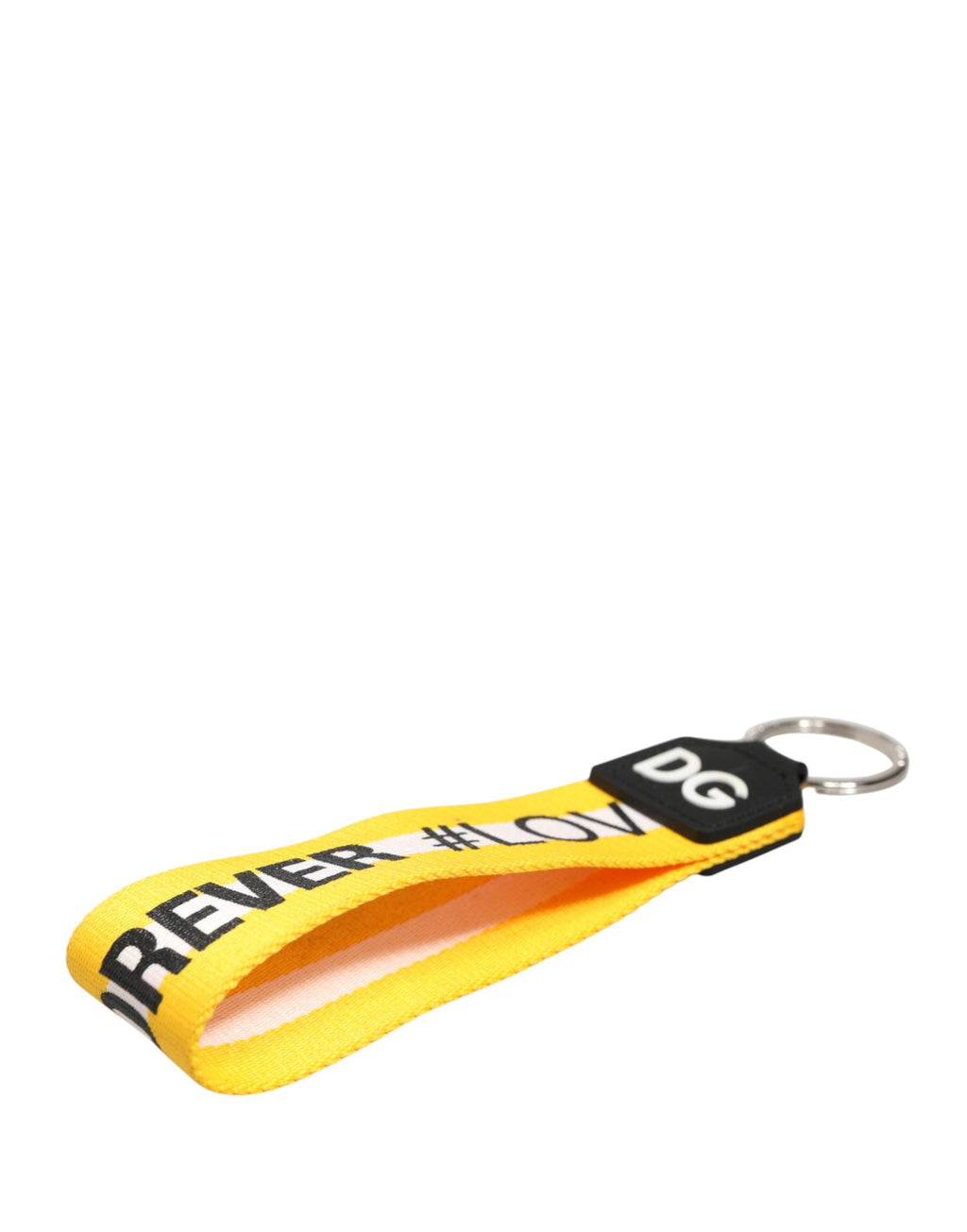 Dolce & Gabbana Yellow Logo Polyester Silver Brass Holder Keychain Keyring