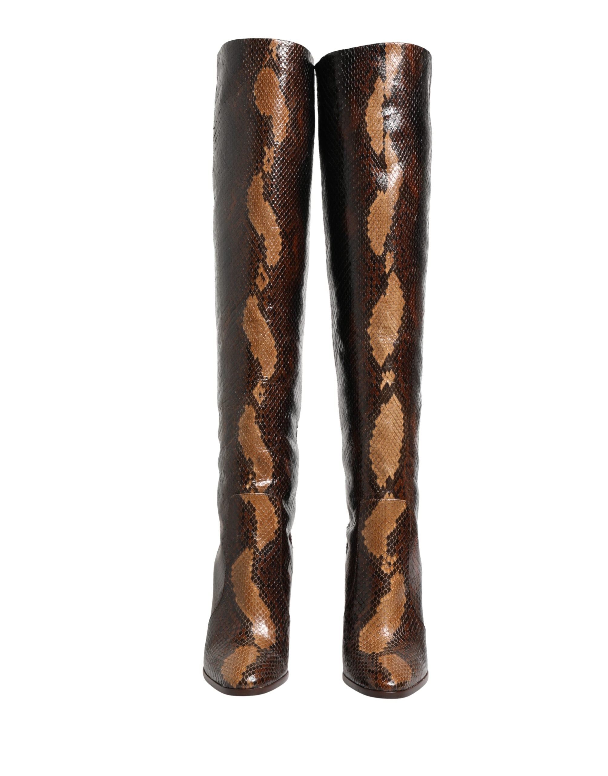Dolce & Gabbana Brown Exotic Leather Knee High Boots Shoes