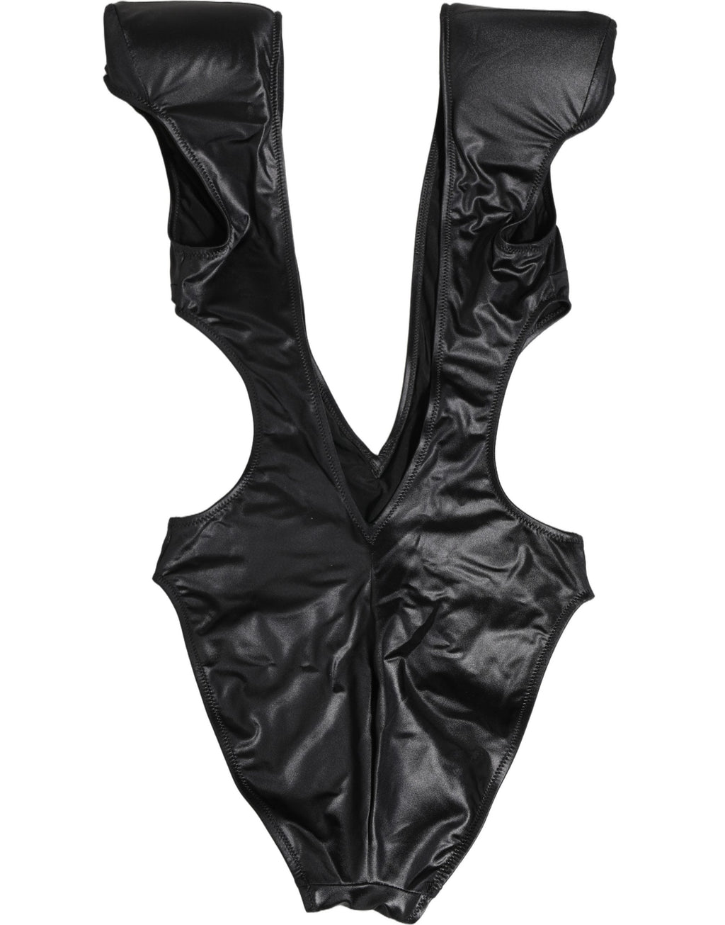 Dolce & Gabbana Black Deep V-Neck Cutout One Piece Swimwear