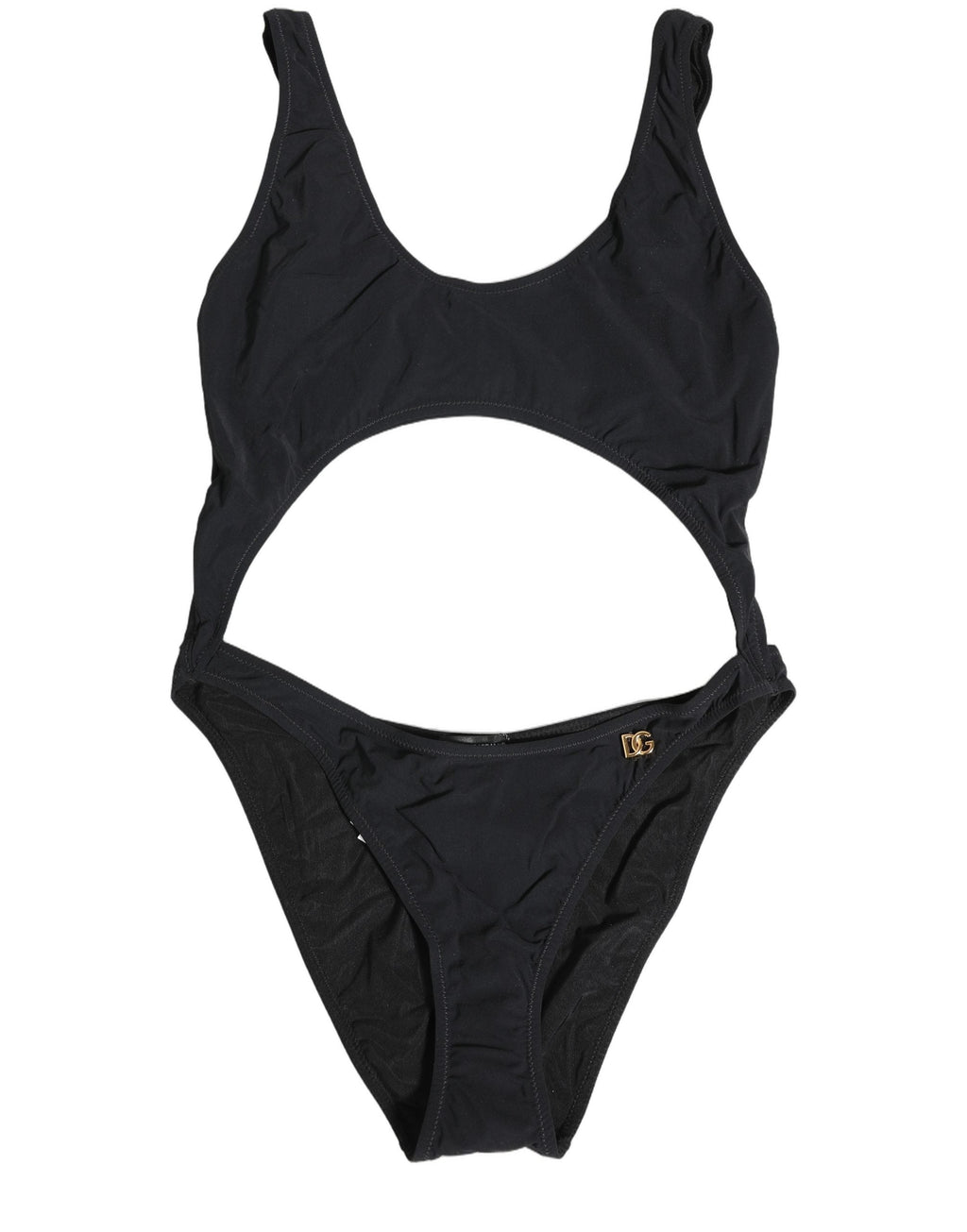 Dolce & Gabbana Black Cutout Logo One Piece Swimsuit Swimwear