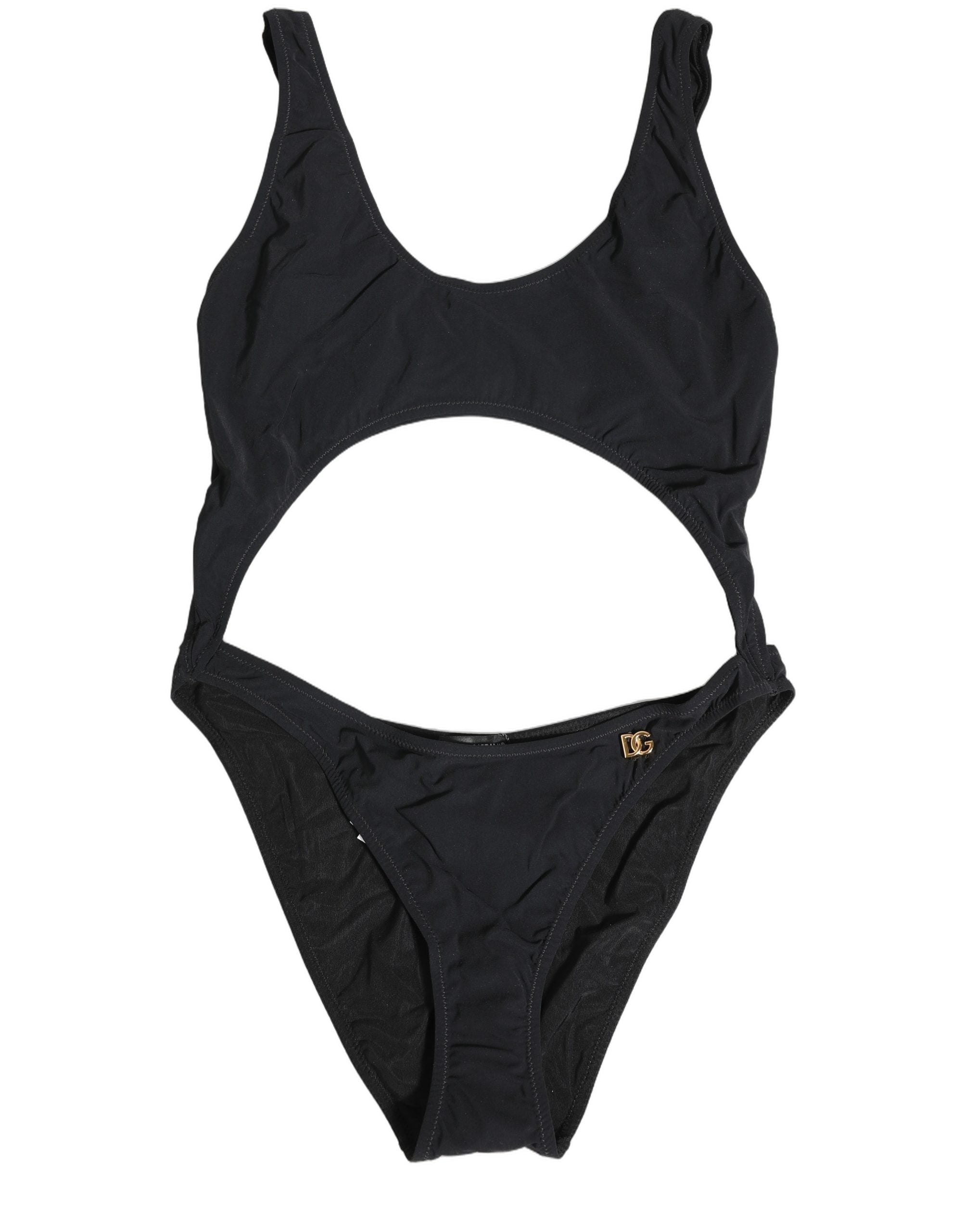 Dolce & Gabbana Black Cutout Logo One Piece Swimsuit Swimwear