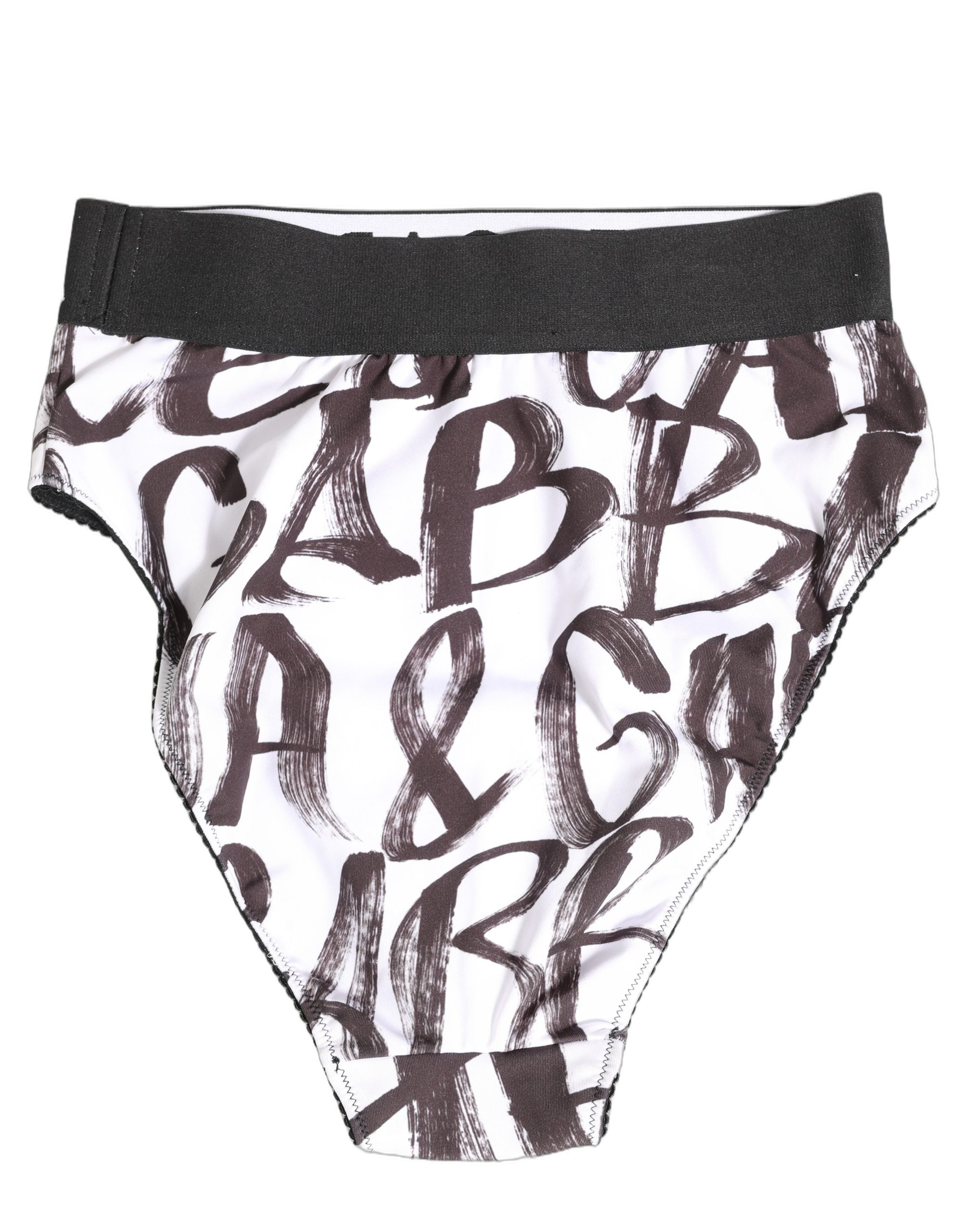 Dolce & Gabbana White Black Graphic Logo High Brief Underwear