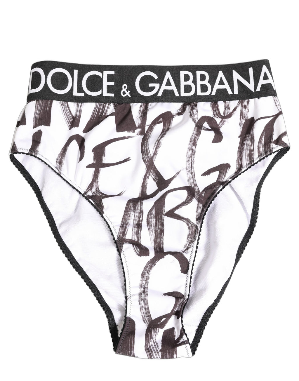 Dolce & Gabbana White Black Graphic Logo High Brief Underwear