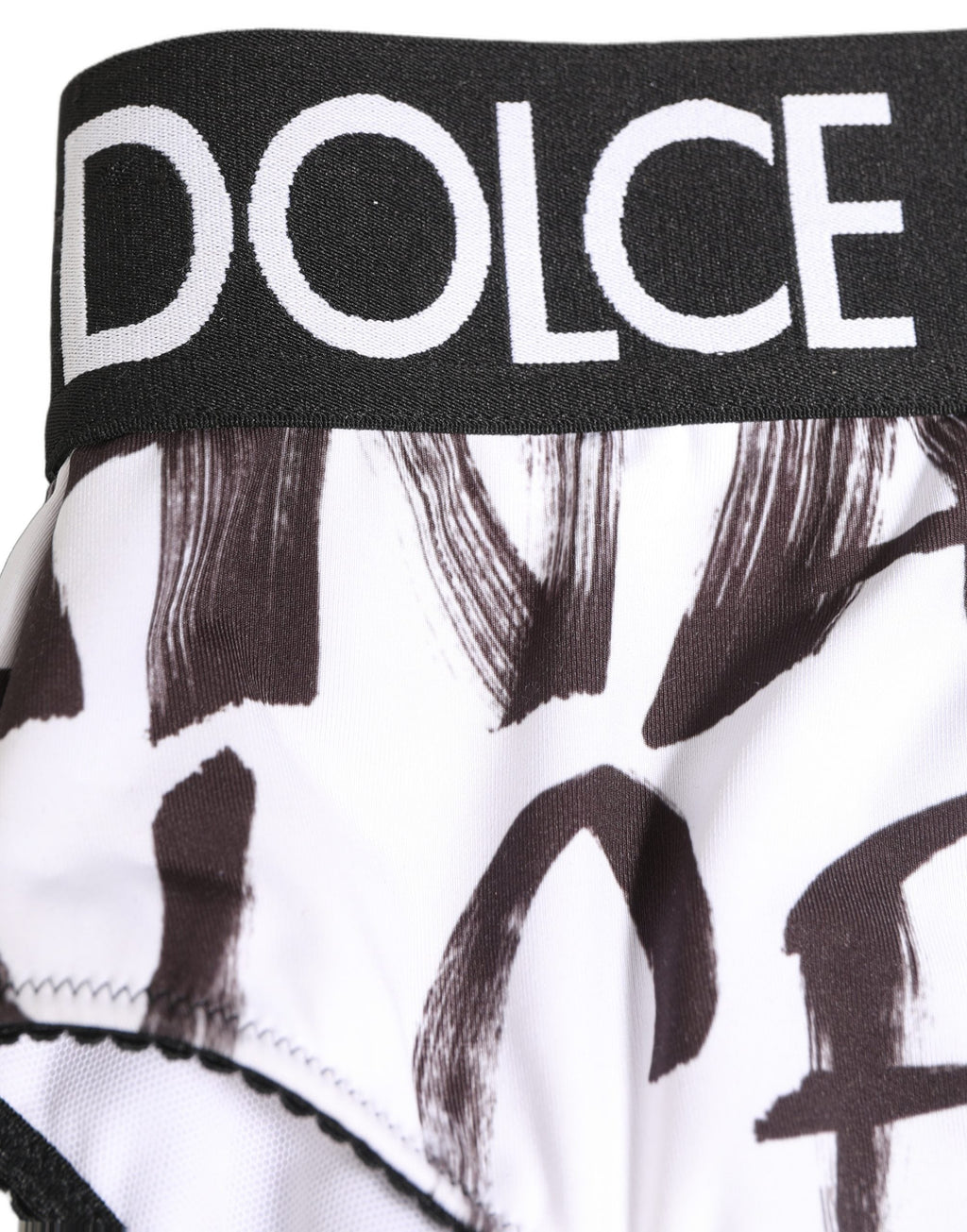 Dolce & Gabbana White Black Graphic Logo High Brief Underwear