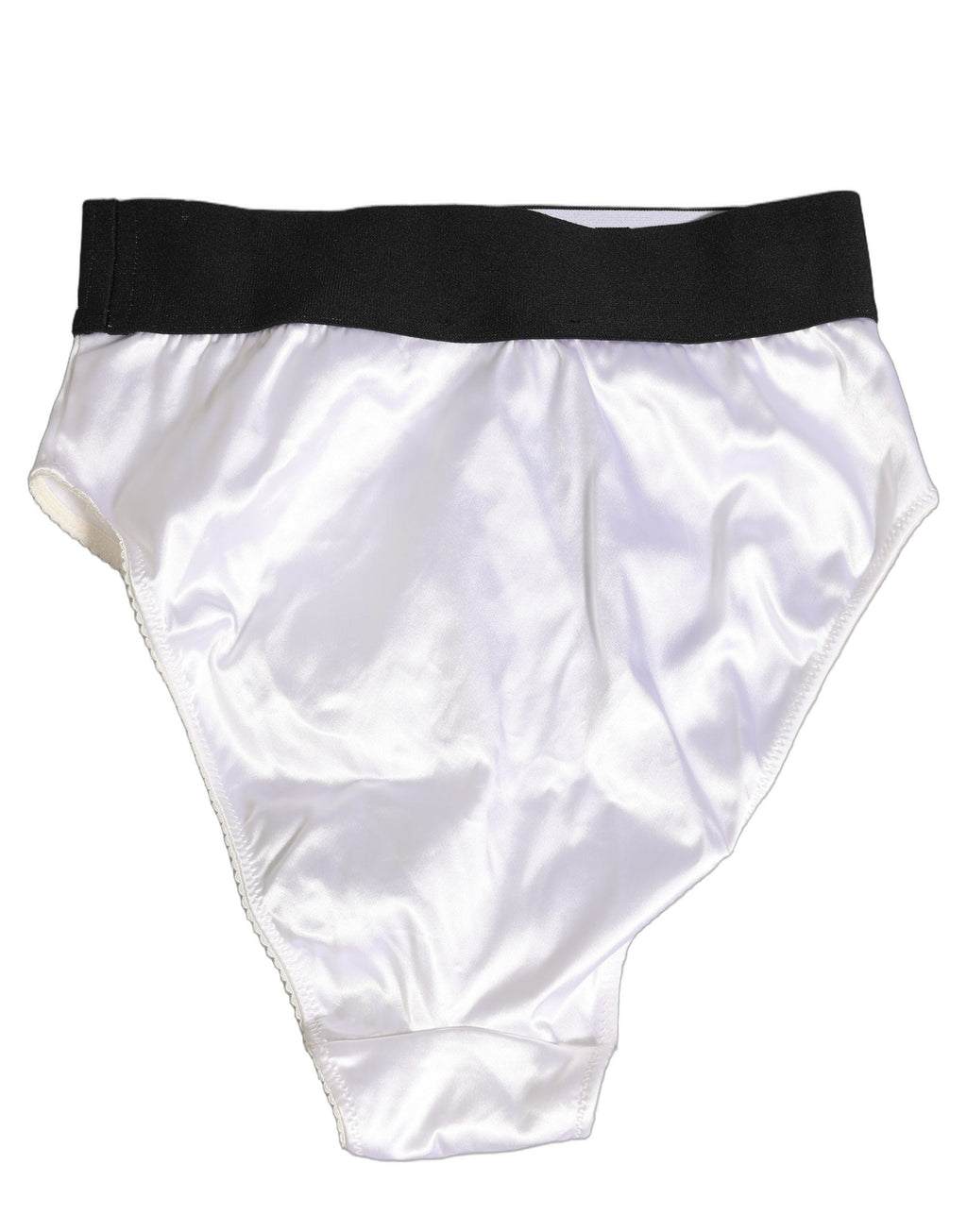 Dolce & Gabbana White Satin High-Waist Brief Logo Women Underwear