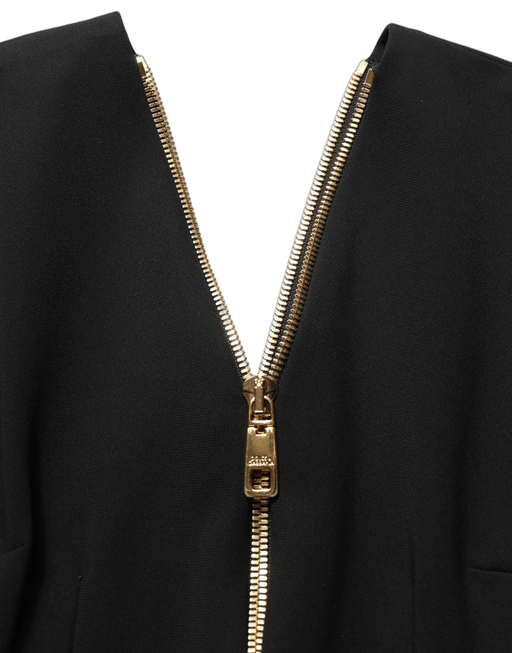 Dolce & Gabbana Black Long Sleeves Front Zipper Midi Dress