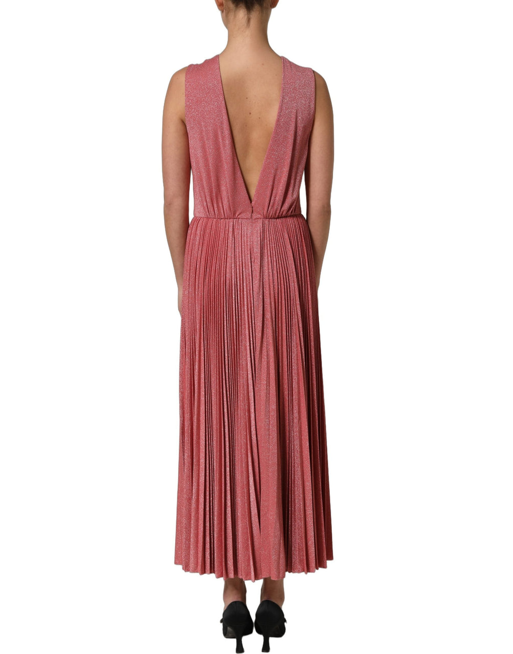 Dolce & Gabbana Coral Pink Pleated Sleeveless Max Dress